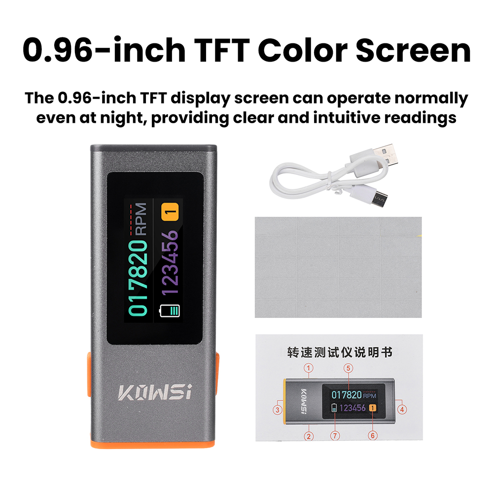 Industrial Laser Tachometer - 0,96 inç TFT kızılötesi RPM hız