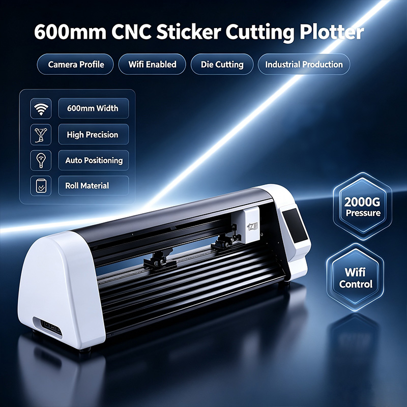 Industrial Laser Cutting Machine - 600mm CNC Lazer Etiket Kesim Plotteri
