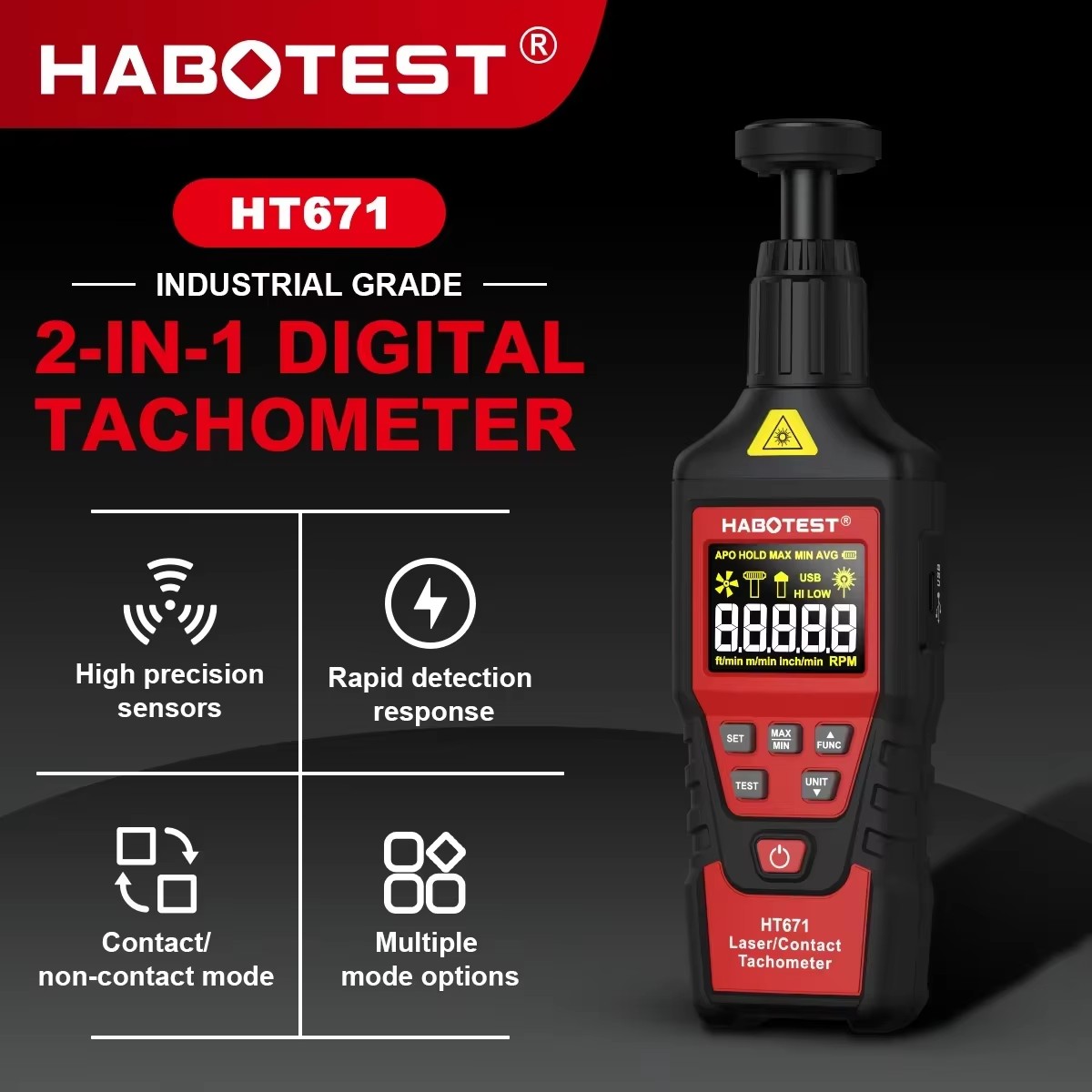 HABOTEST HT671 2'si 1 Arada Di - Industrial Laser Tachometer incelemesi ve fiyatı